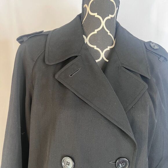 Jonathan Michael Wool VTG Black Double Breasted Made in USA Trench Jacket Sz 10 - Picture 7 of 13